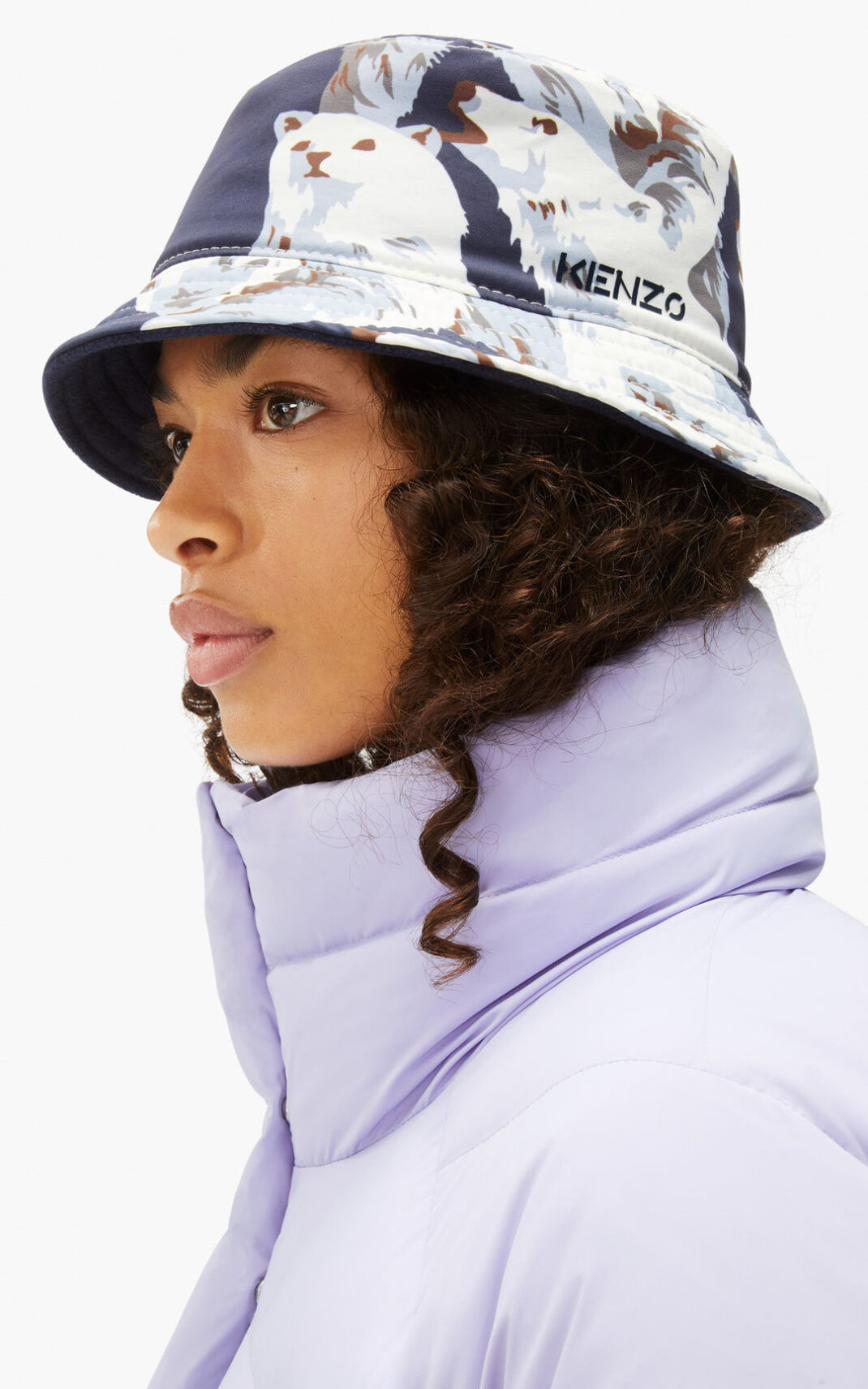 Chapeau Kenzo Polar Bear The Hiver Capsule reversible Femme Bleu Noir | UIYZ-91204